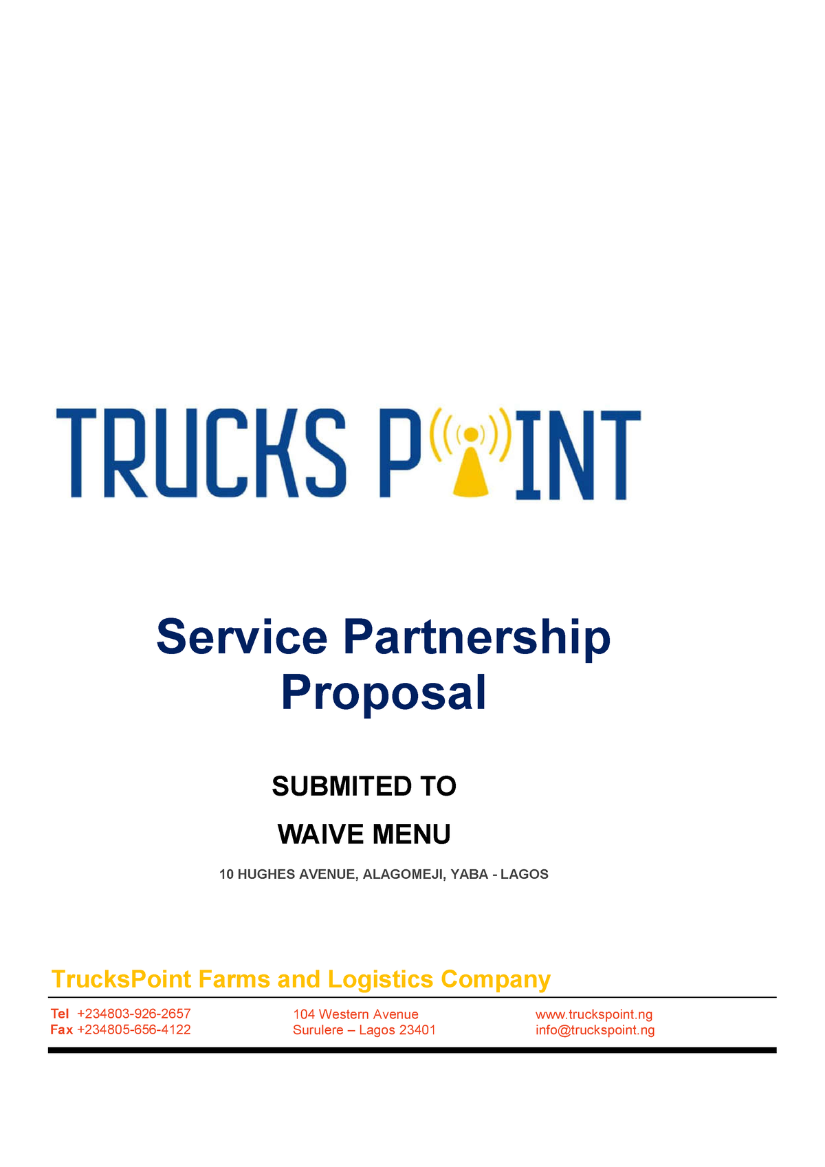 Service Partnership Proposal-Waive Menu - Service Partnership Proposal ...