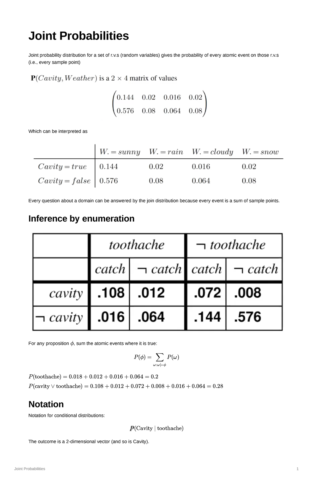 Joint Probabilities - Lecturer: Frederik Mallman-Trenn - Joint ...