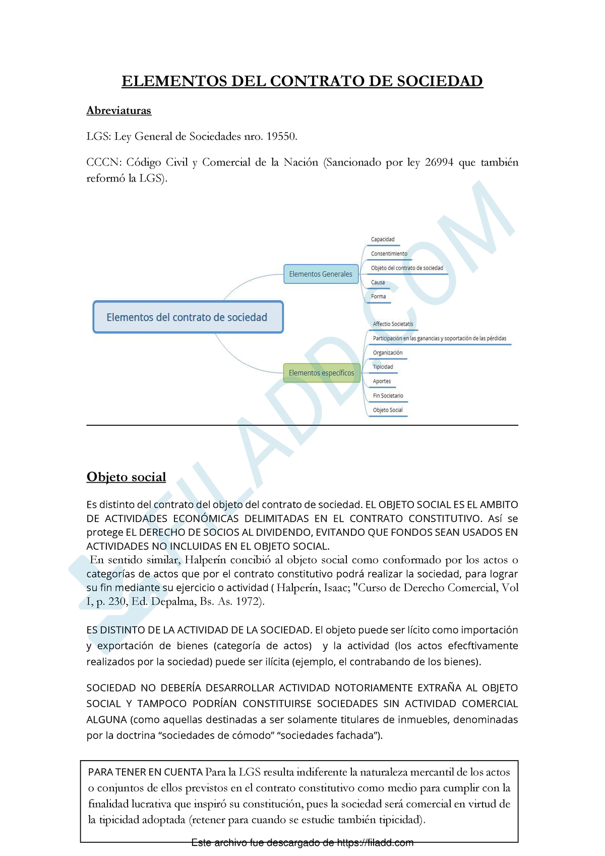 Elementos Especificos Del Contrato De Sociedad - 1 ELEMENTOS DEL ...