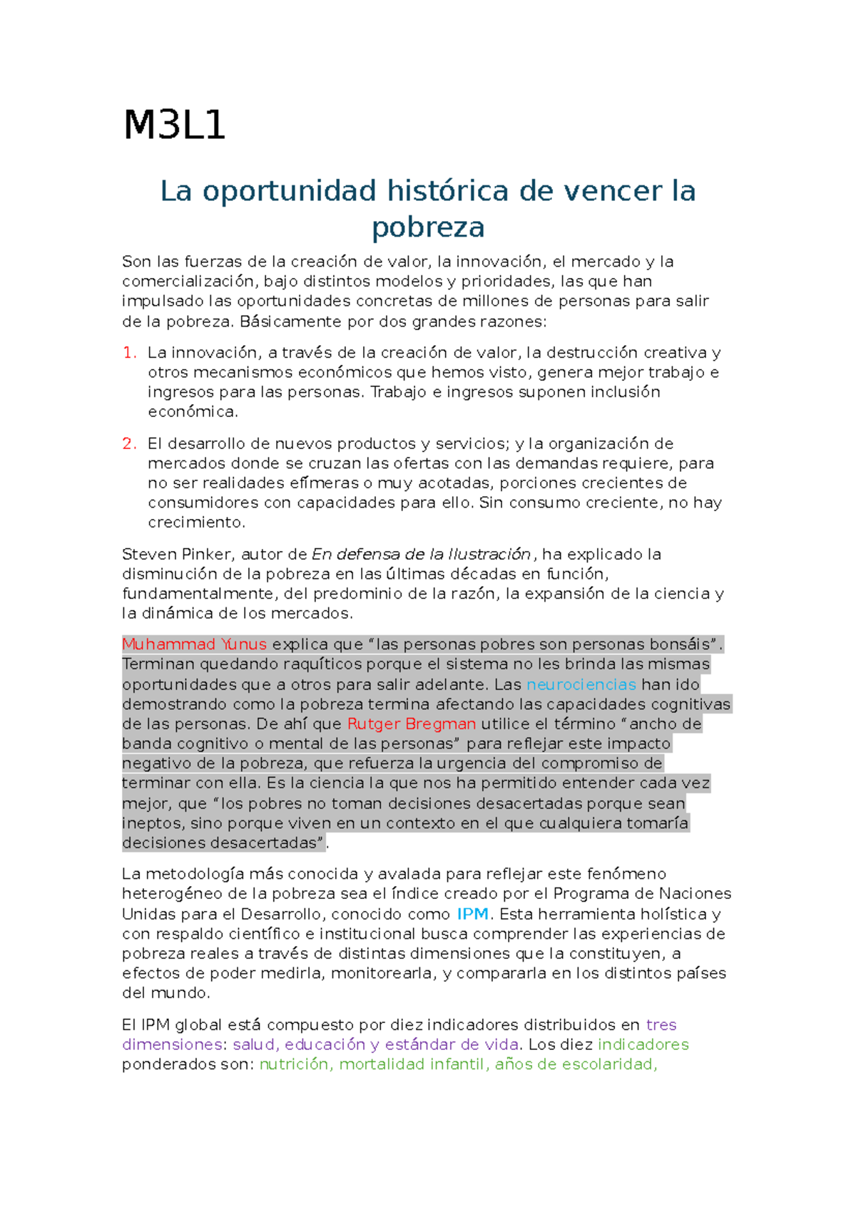 Tec.Hum Ymod Glob. M3 Resumen - M3L La oportunidad histórica de vencer ...