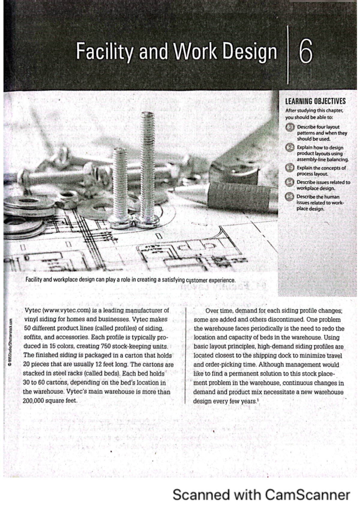 Chap 6 OM - Facility and Work Design 6 LEARNING OBJECTIVES After ...