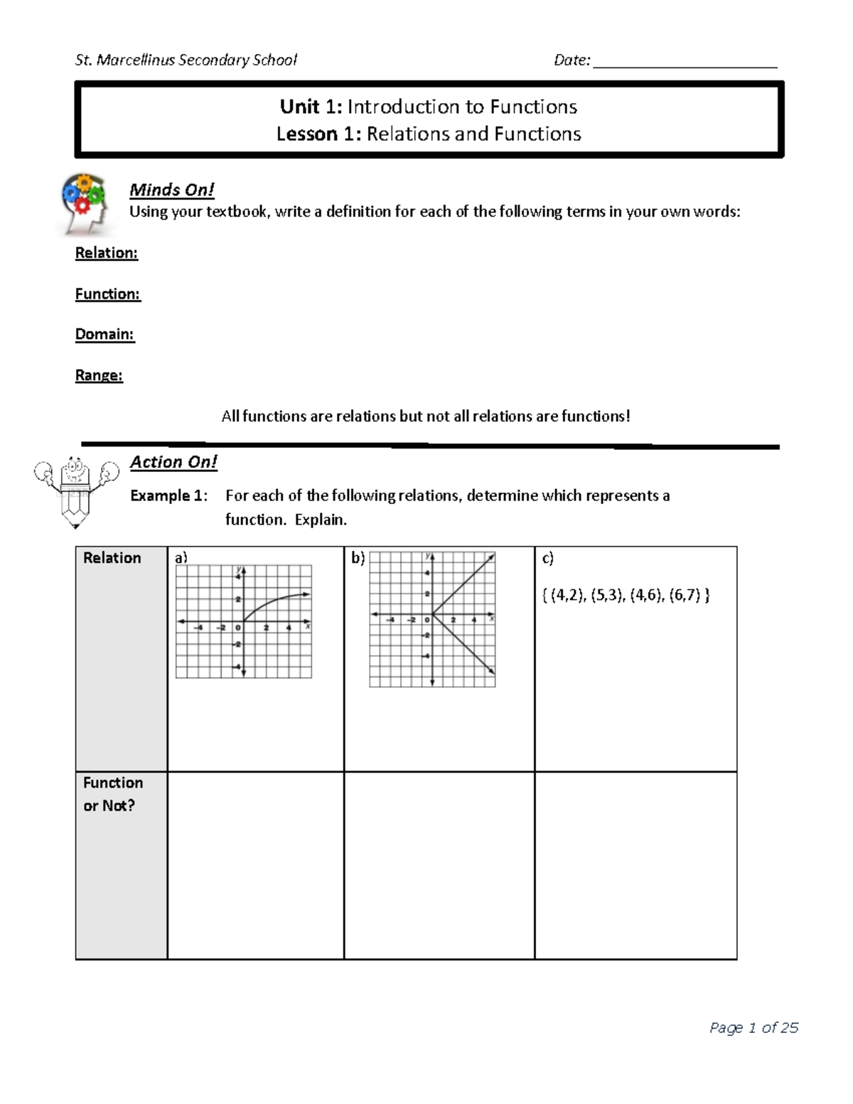 MCR - Unit 1 Lessons - Minds On! Using your textbook, write a ...