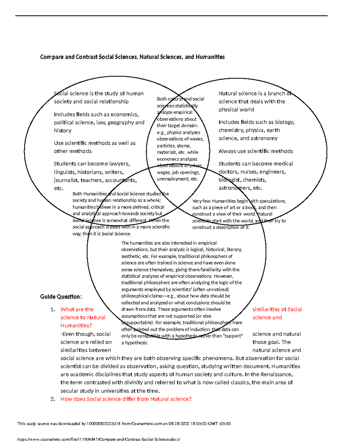 compare and contrast graphic organizer social science and applied social science