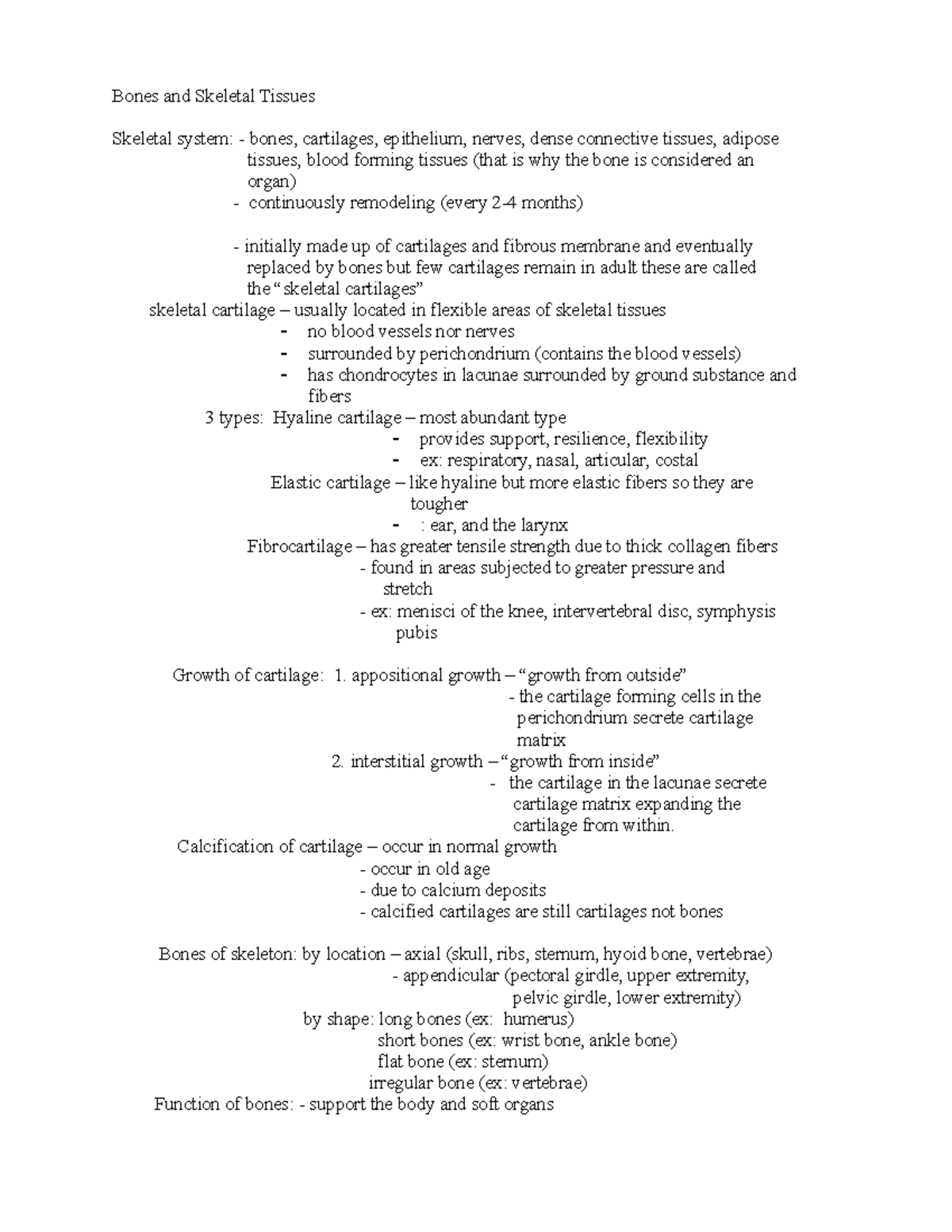 Bones and Skeletal Tissues - appositional growth from the cartilage ...