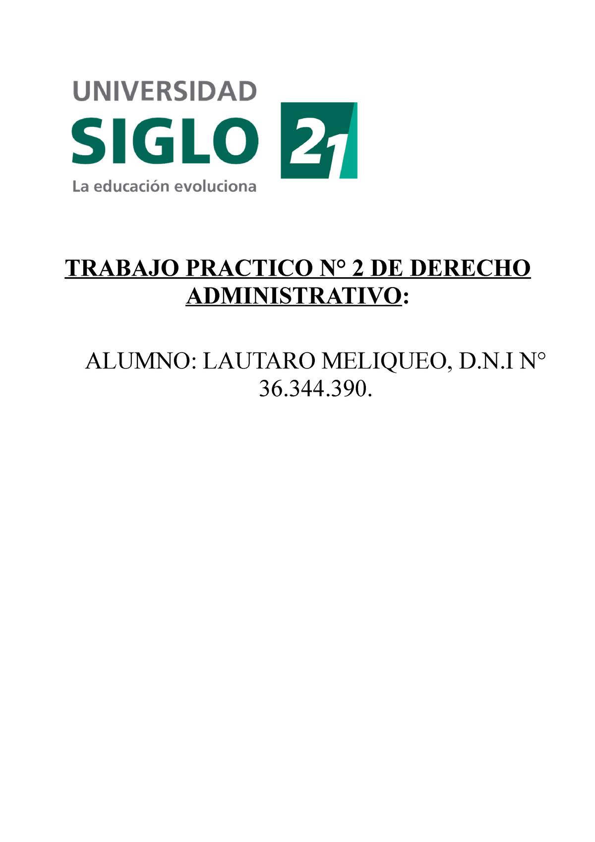 Trabajo Practico Nº 2 - TP2 - TRABAJO PRACTICO N° 2 DE DERECHO ...