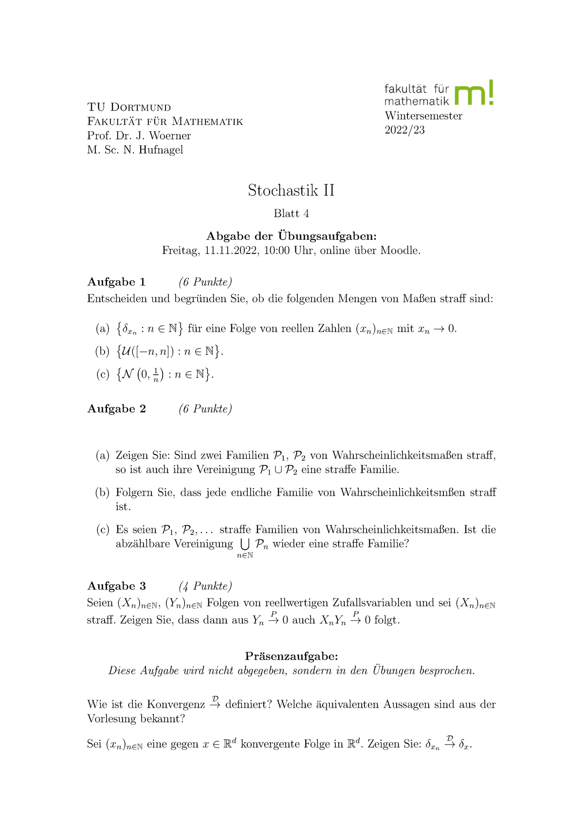 Blatt 04 - Übung Zu Stochastik II - TU Dortmund Fakult ̈at F ̈ur ...