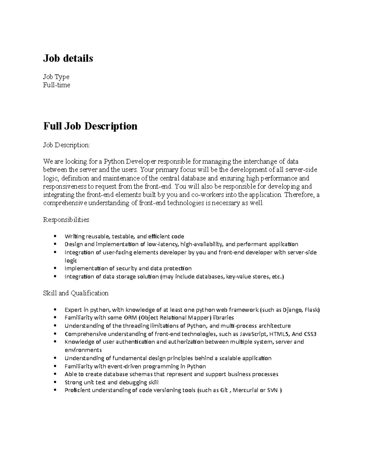 Job Description - Job Summary - Job details Job Type Full-time Full Job ...