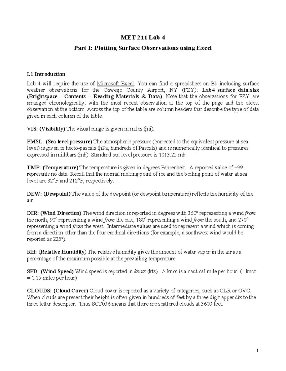 Lab week 4 assignment for Meteorology MET 211 Lab 4 Part I Plotting