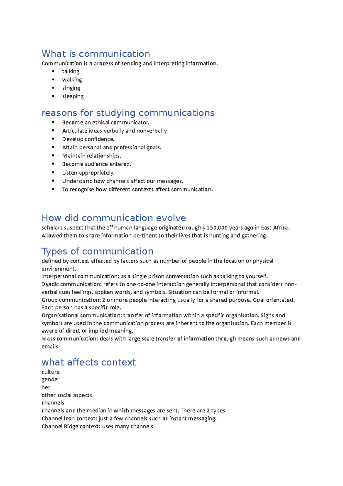 Communication up to midterm notes - What is communication Communication ...