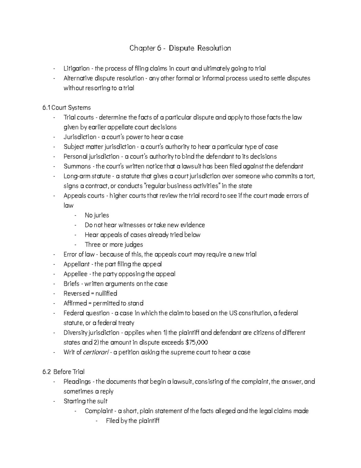 Chapter 6 - Dispute Resolution - Chapter 6 - Dispute Resolution ...