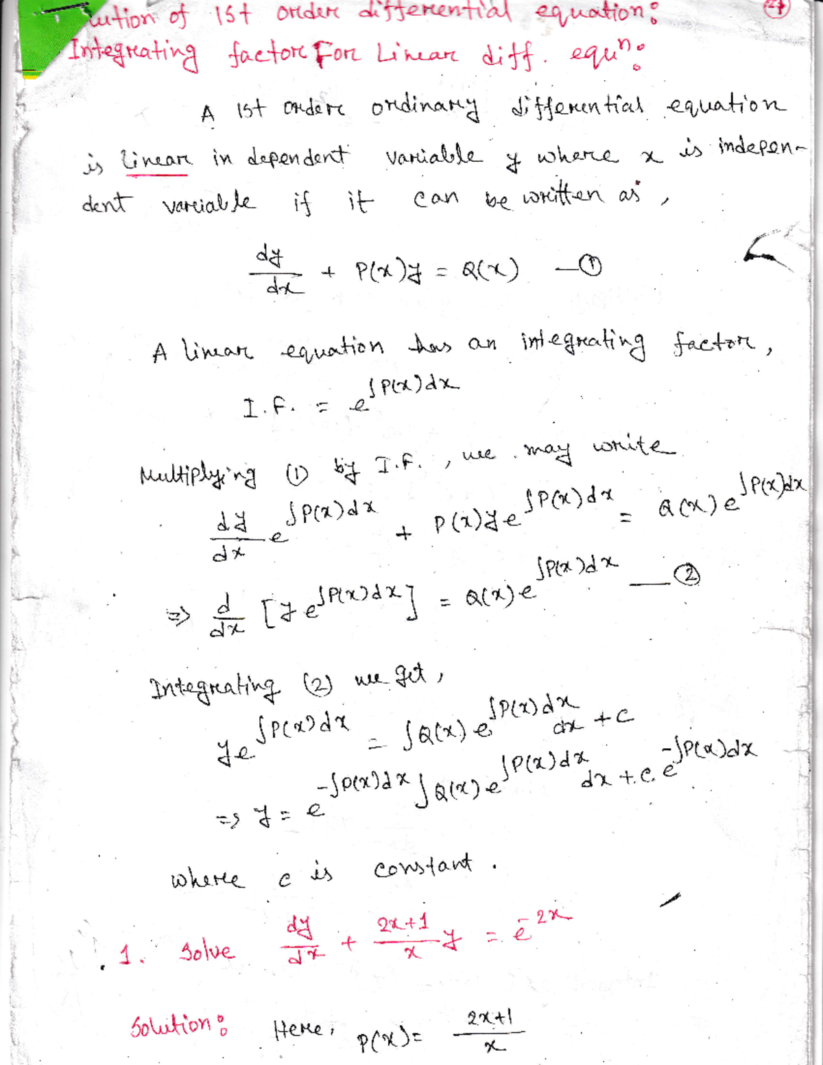 5. Linear and Bernoulli's diff. equ - r aJ l) + -tr.+ir: -. -'itri ...