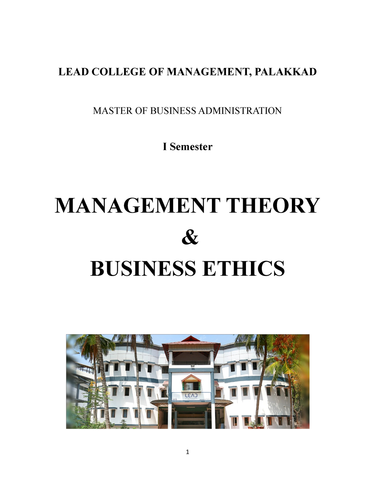 MTBE Module 1 - Management Theory Of 2nd Sem Bba - LEAD COLLEGE OF ...