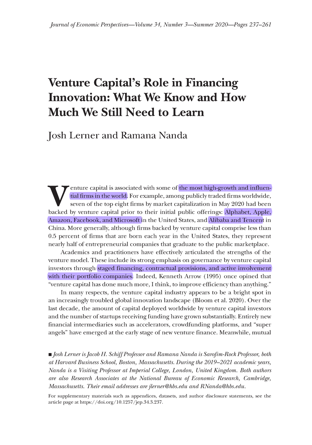 literature review on venture capital