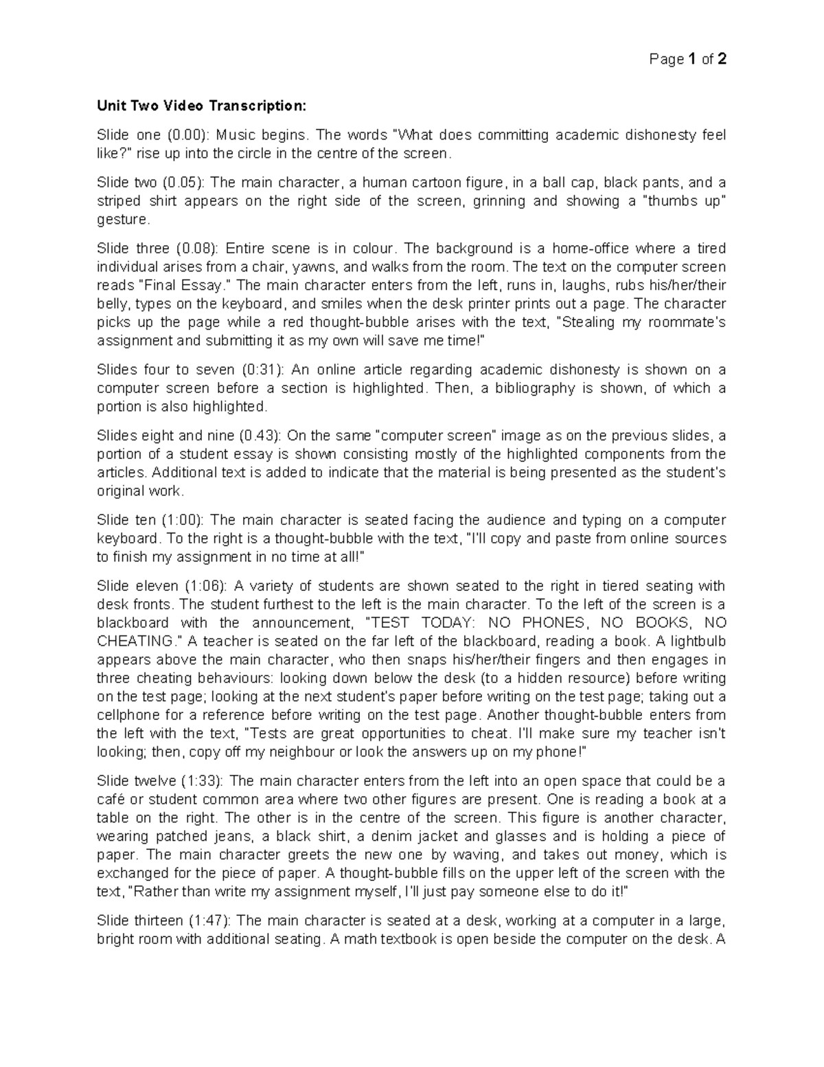 Unit Two Video Transcript - Page 1 of 2 Unit Two Video Transcription ...