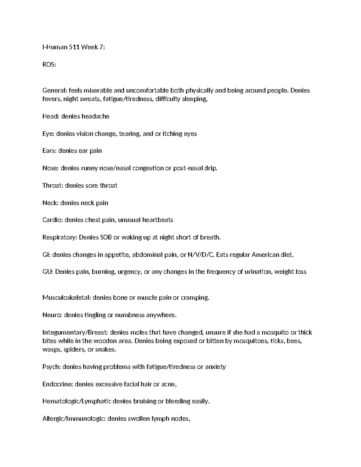 I-human week 7 - notes - I-Human 511 Week 7: ROS: General: feels ...
