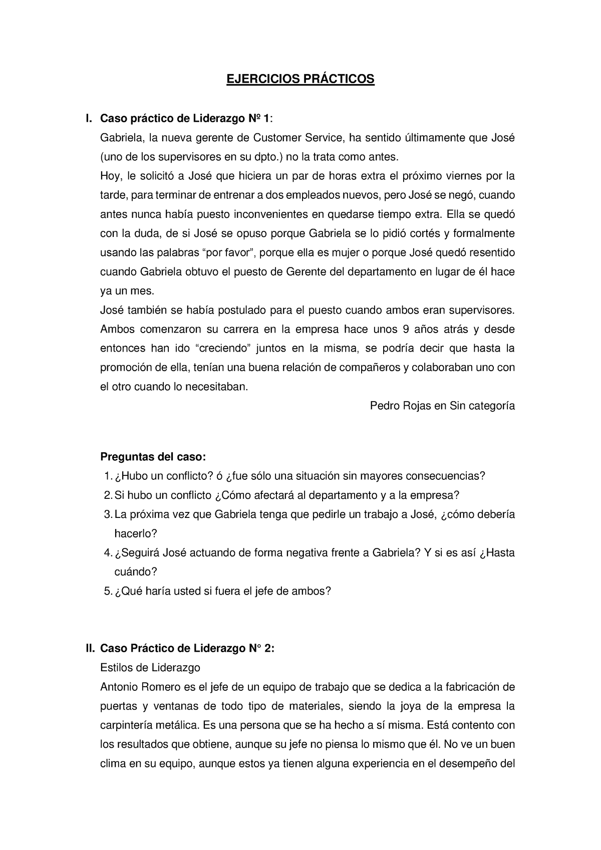 Ejercicios Prácticos Semana 2 - EJERCICIOS PRÁCTICOS I. Caso práctico ...