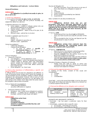 315484575 PRE MID Obligations and Contracts 1156 1230 Lecture Notes