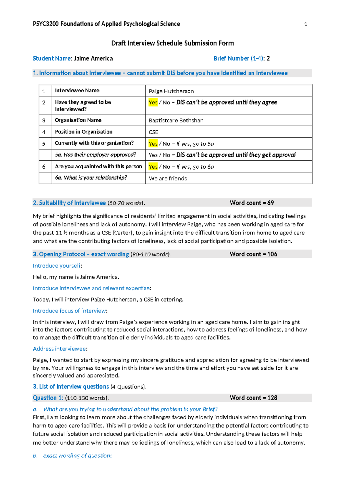 DIS Final Final Assessment - PSYC3200 Foundations of Applied ...