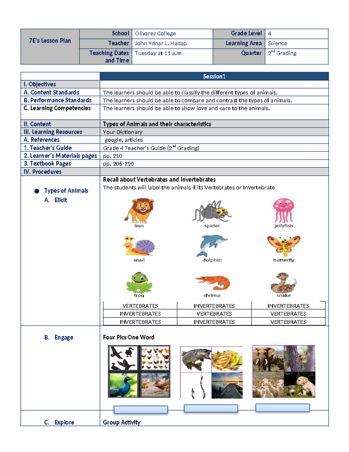 Lesson-PLAN-IN- Science- Hadap - 7E’s Lesson Plan School Olivarez ...