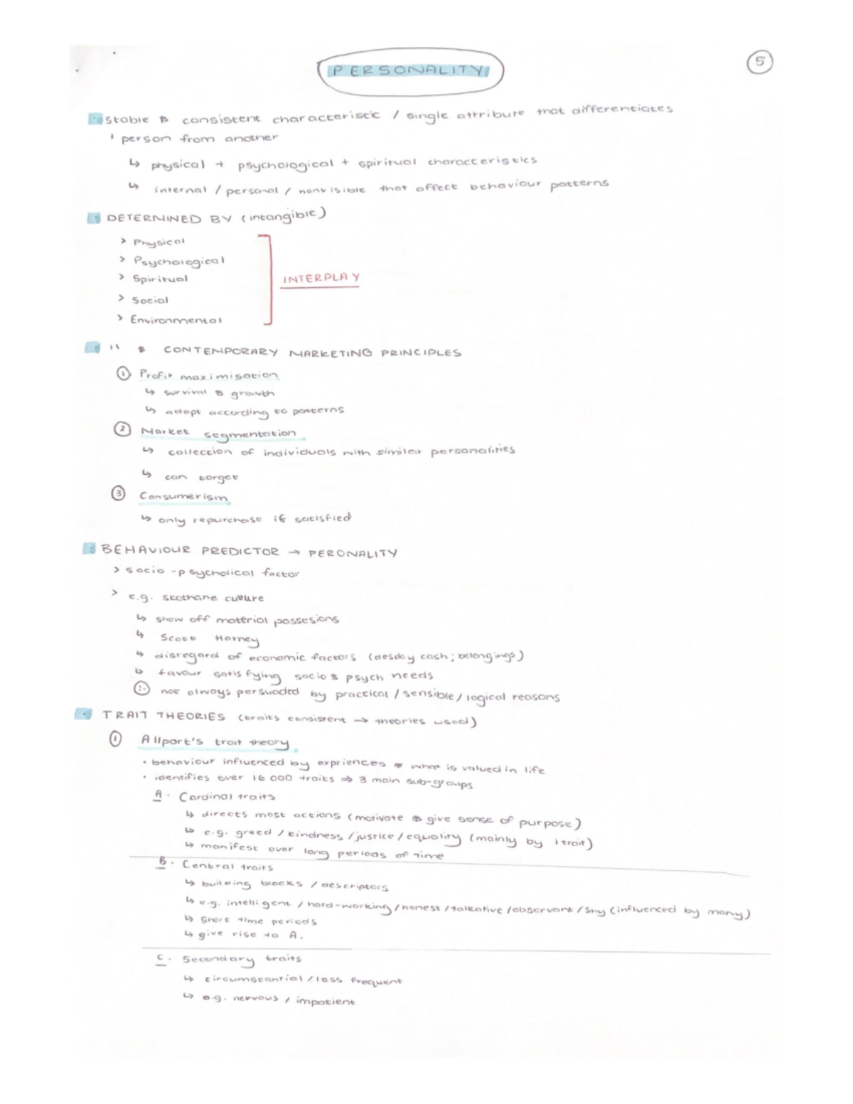 Chapter 5 Consumer Personality summary notes - BEM 212 - Studocu