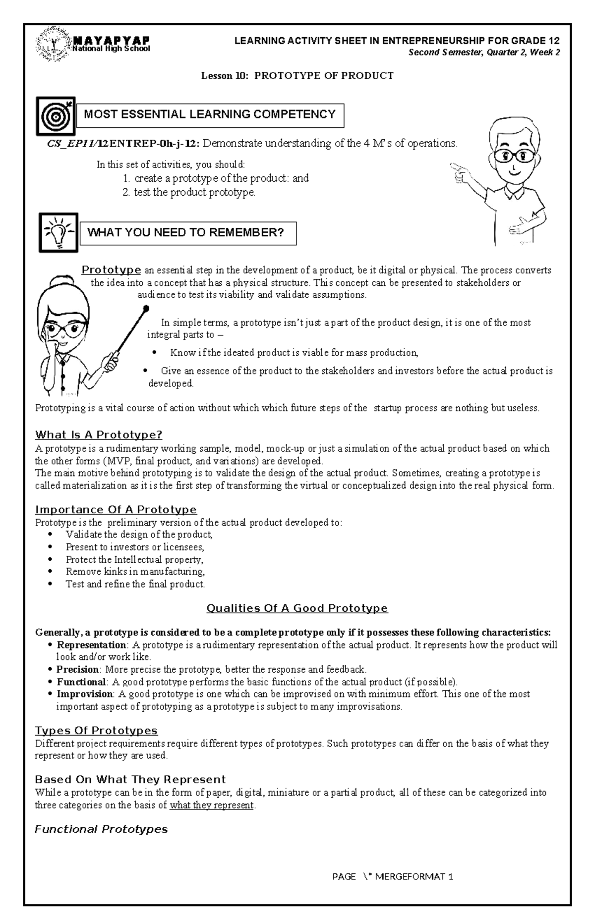 Entrep 2nd Sem Quarter 2 Week 2 - LEARNING ACTIVITY SHEET IN ...