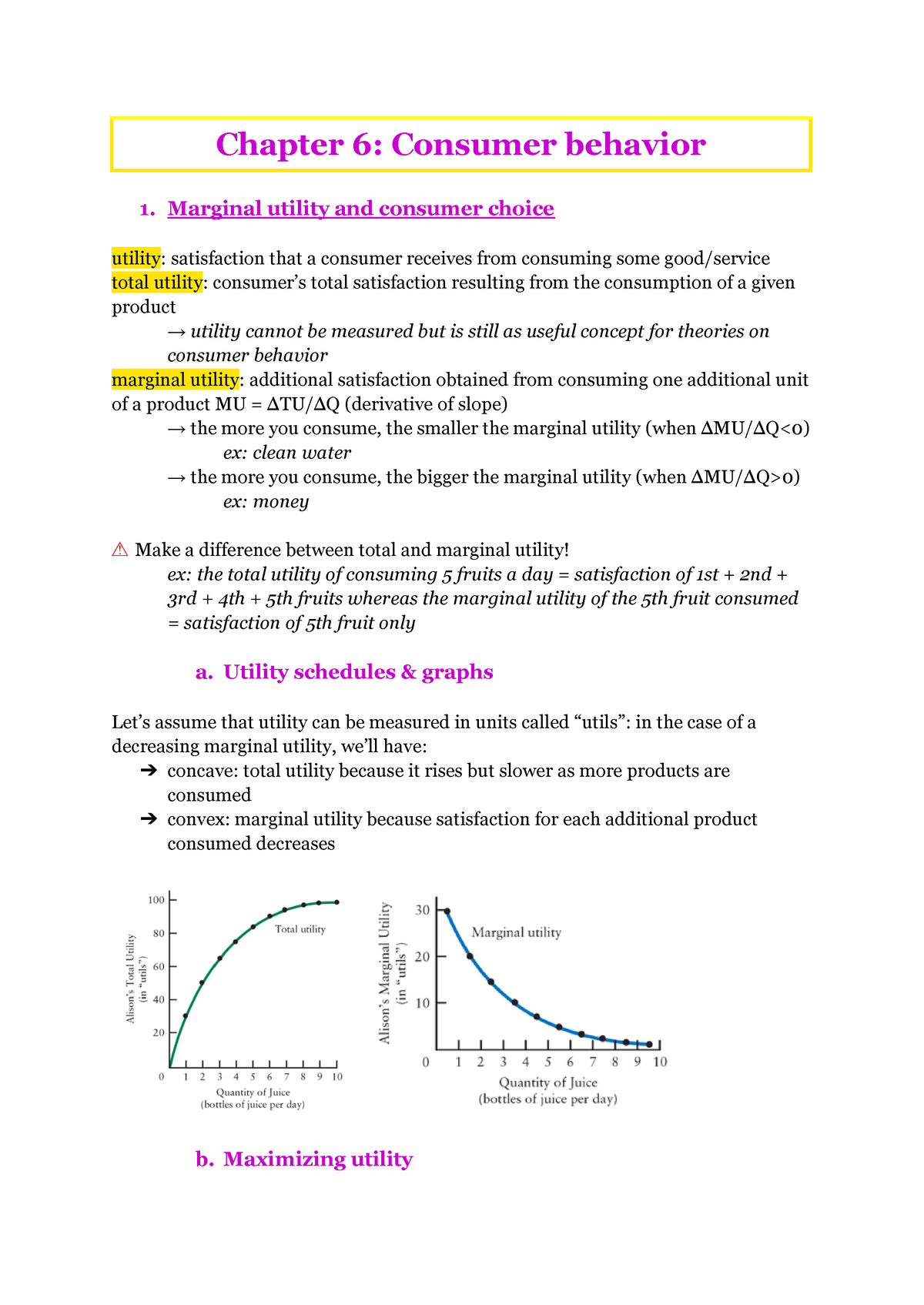 Chapter 6 Consumer Behaviour - Chapter 6: Consumer Behavior 1. Marginal ...