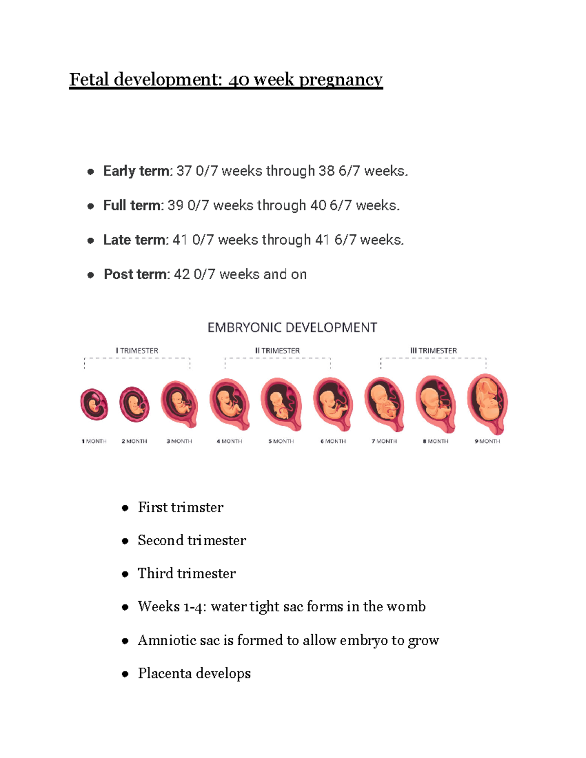 Fetal Development - Not For Plagiarism - Fetal Development: 40 Week ...