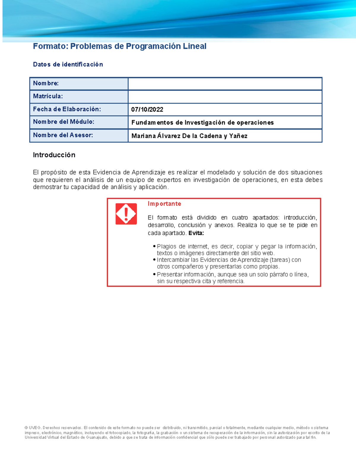 Programacion Lineal - Formato: Problemas de Programación Lineal Datos ...