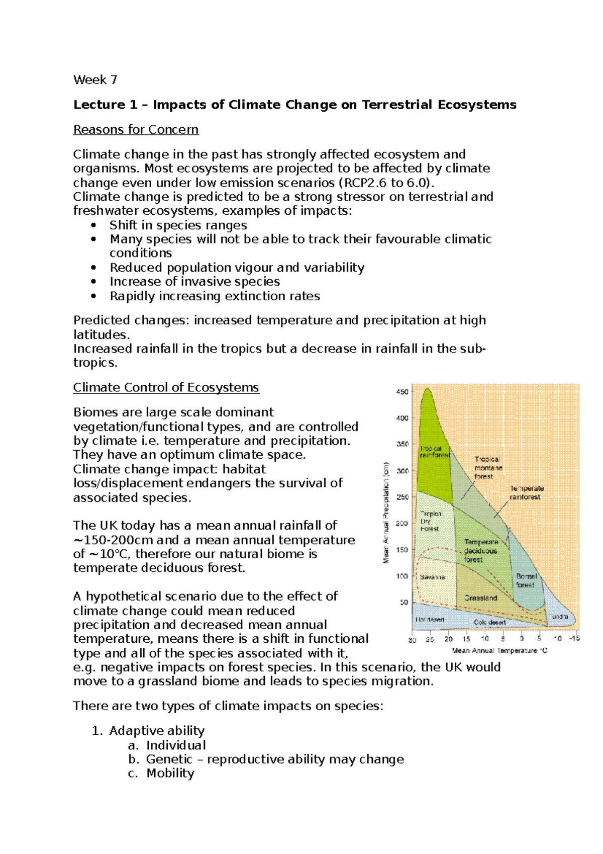 C123E7 Week 7 (Climate Change Science) - Week 7 Lecture 1 – Impacts of ...