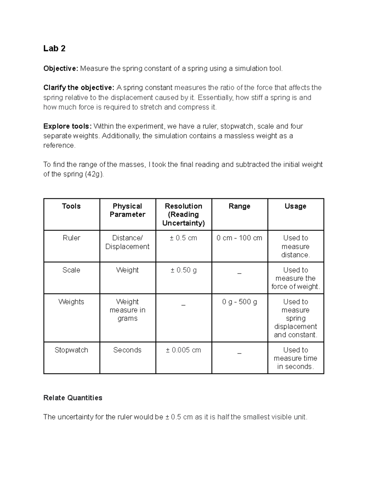 159 Lab 2 APSC 159 Lab 1 course. Lab 2 Objective Measure the