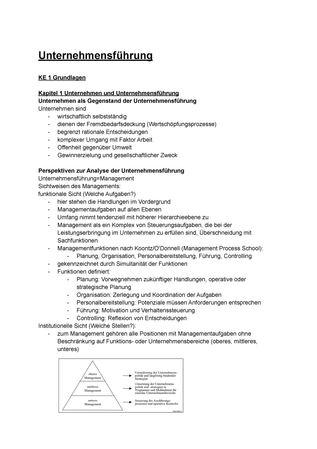 Unternehmensführung - Komplette Zusammenfassung - Unternehmensführung ...