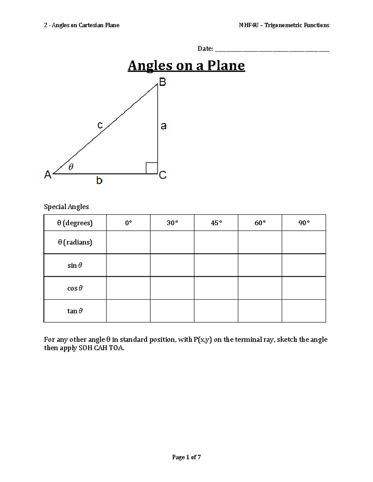 02 - Angles on Cartesian Plane - Date ...