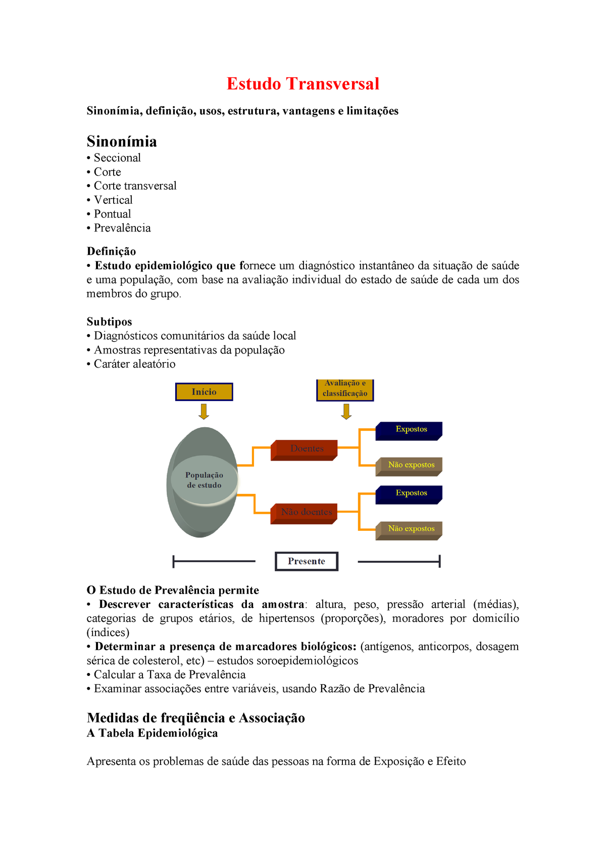 Estudo Transversal - Epidemiologia - IFC - Studocu