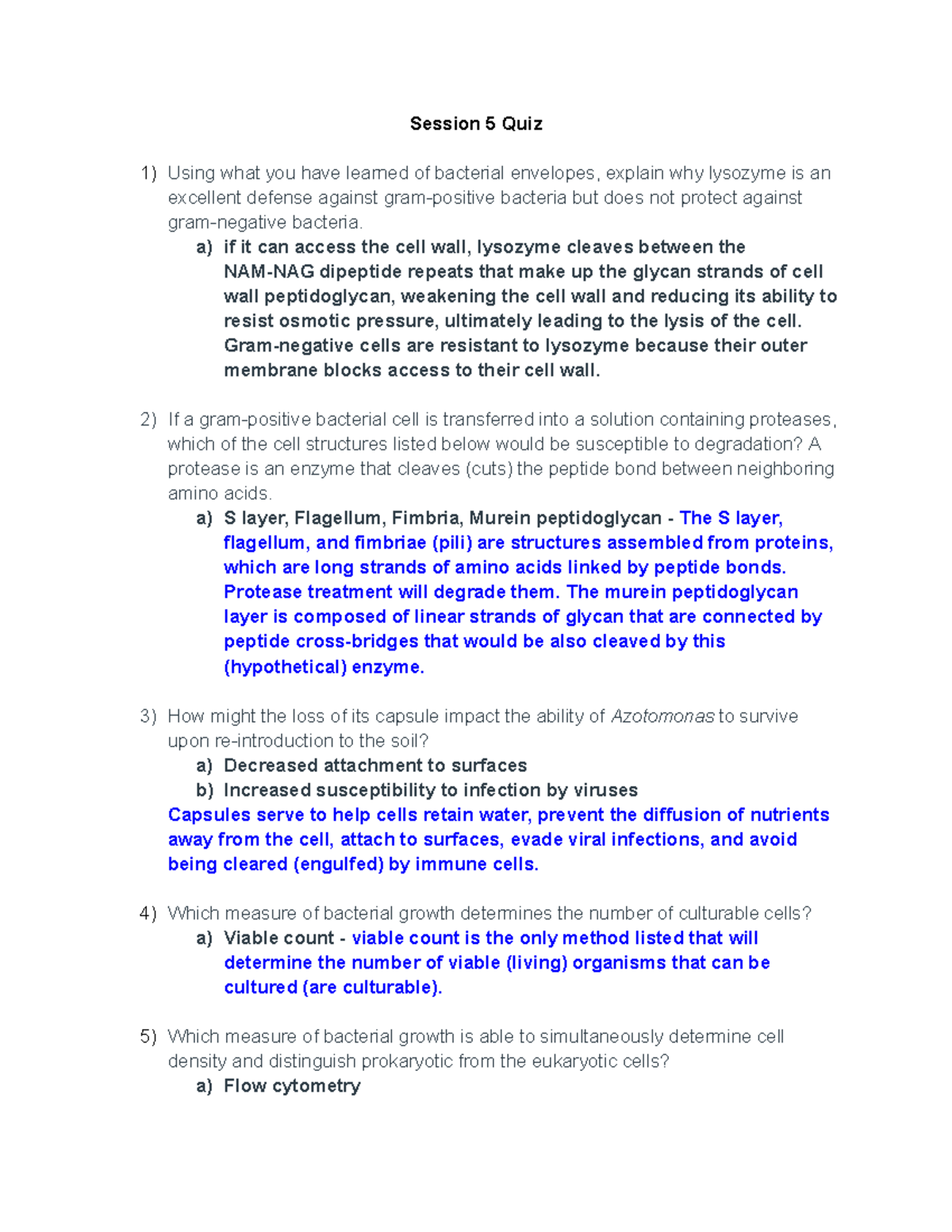 MIC 102 S5 Quiz MIC 102 Introduction to Microbiology Session 5 Quiz taken spring quarter