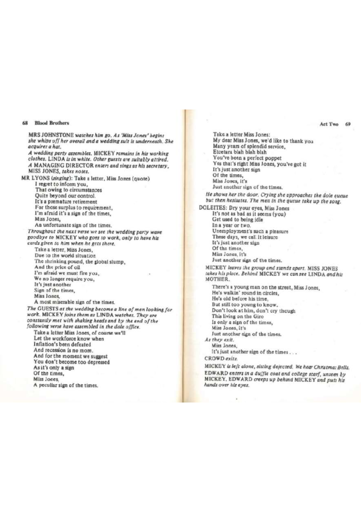 BLOOD BROTHERS ACT TWO Studocu