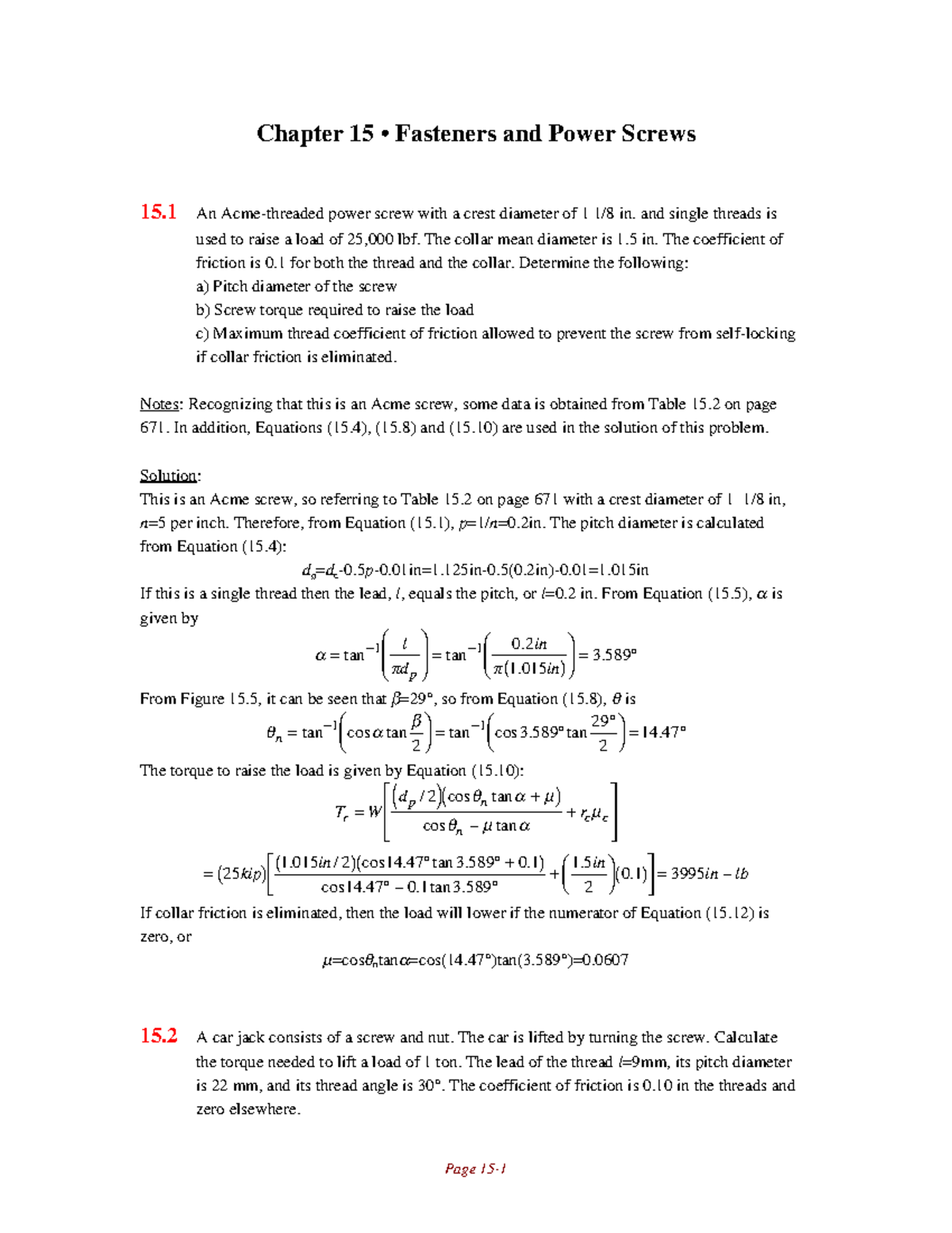 Pdf jum Chapter 15 • Fasteners and Power Screws 15.1 An
