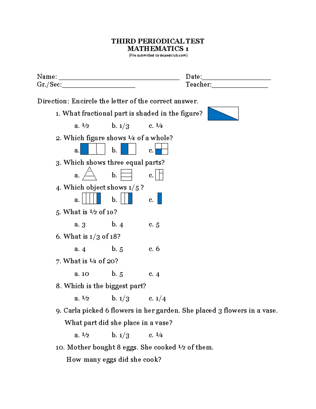 PT Mathematics 1 Q3 - math - THIRD PERIODICAL TEST MATHEMATICS 1 (File ...