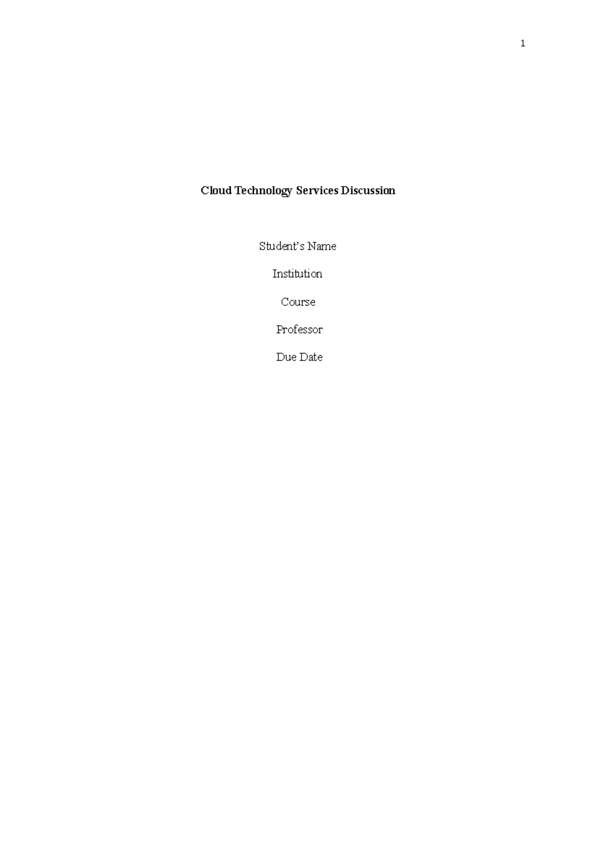 Cloud technology services discussion cloud technology services