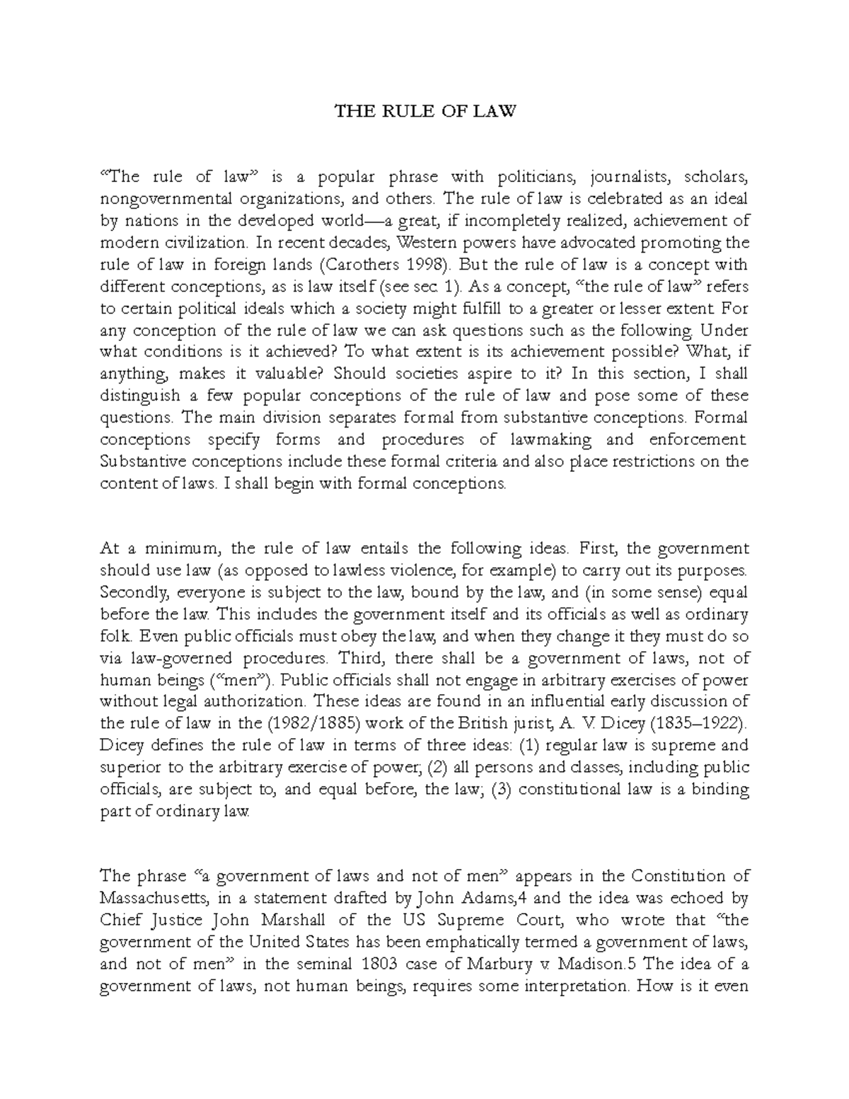 The rule of law - rule of law - THE RULE OF LAW “The rule of law” is a ...