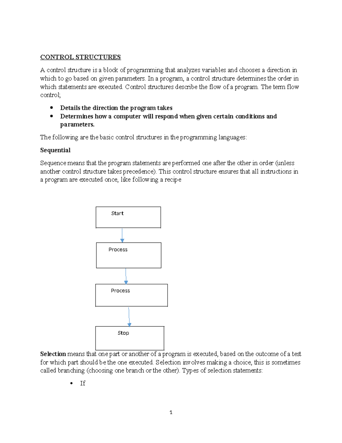 Control Structures 2019 - CONTROL STRUCTURES A control structure is a ...