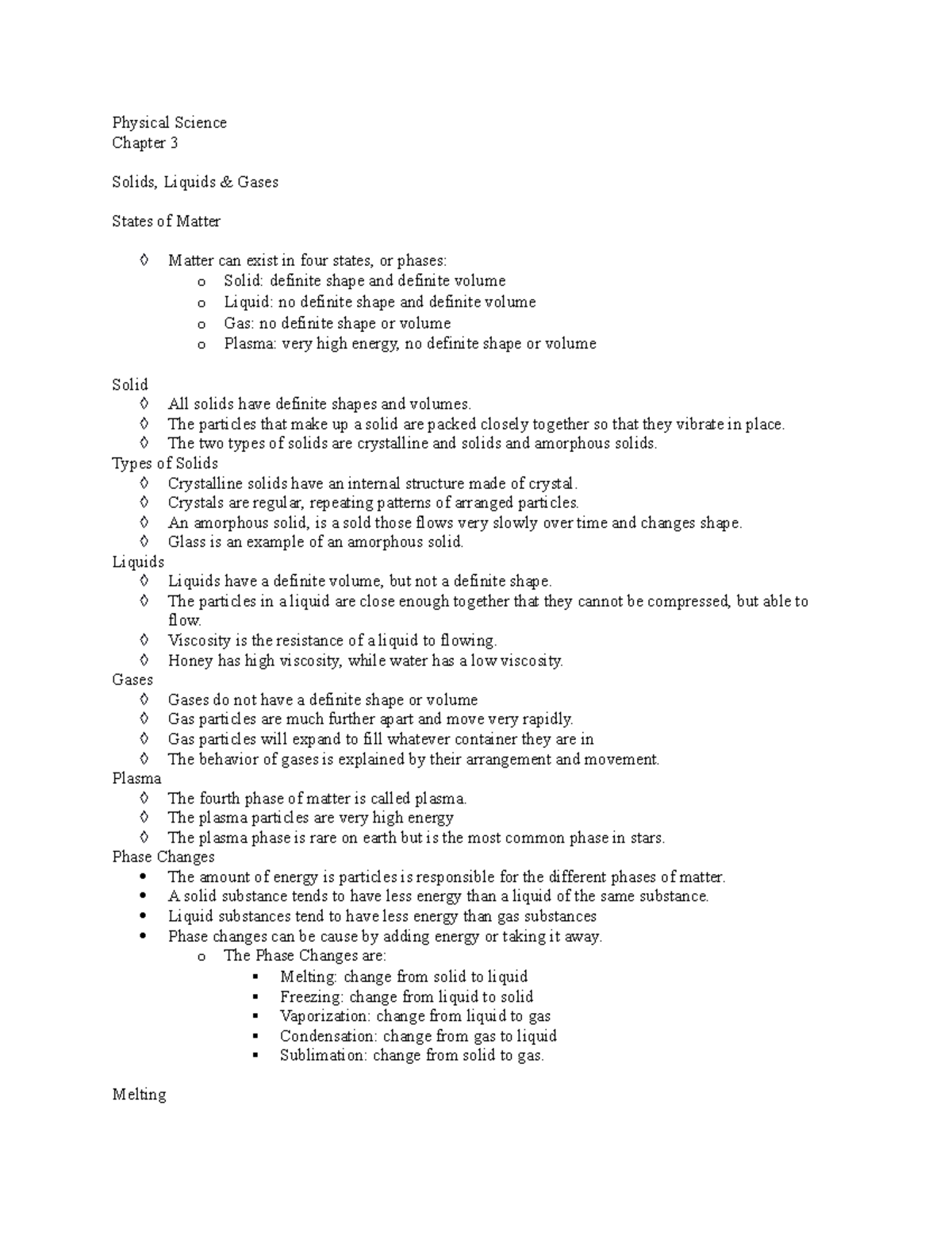 Physical Science- Chapter 3 - Physical Science Chapter 3 Solids ...