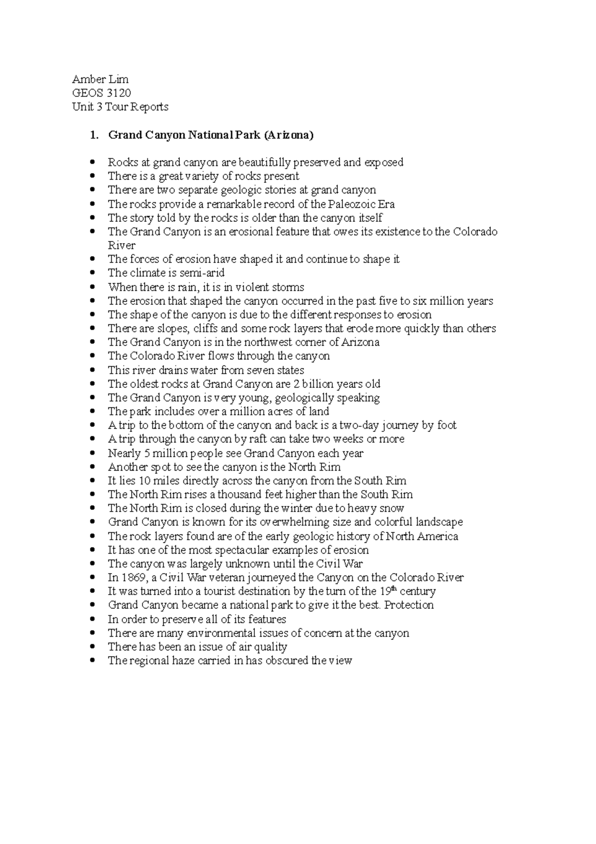 Unit 3 Tour Reports GEOS 3120 - Amber Lim GEOS 3120 Unit 3 Tour Reports ...