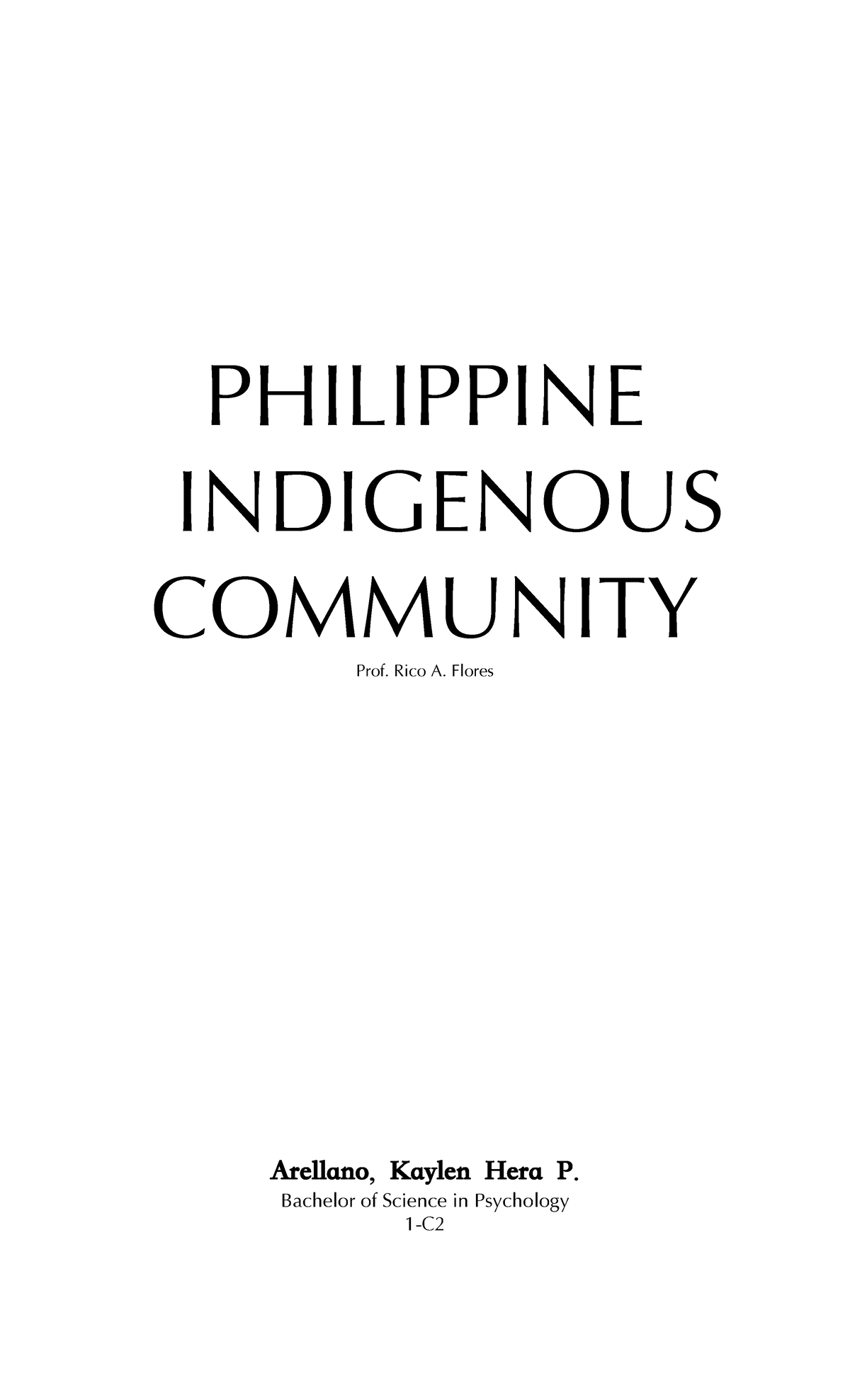 Philippineindigenous Community - PHILIPPINE INDIGENOUS COMMUNITY Prof ...