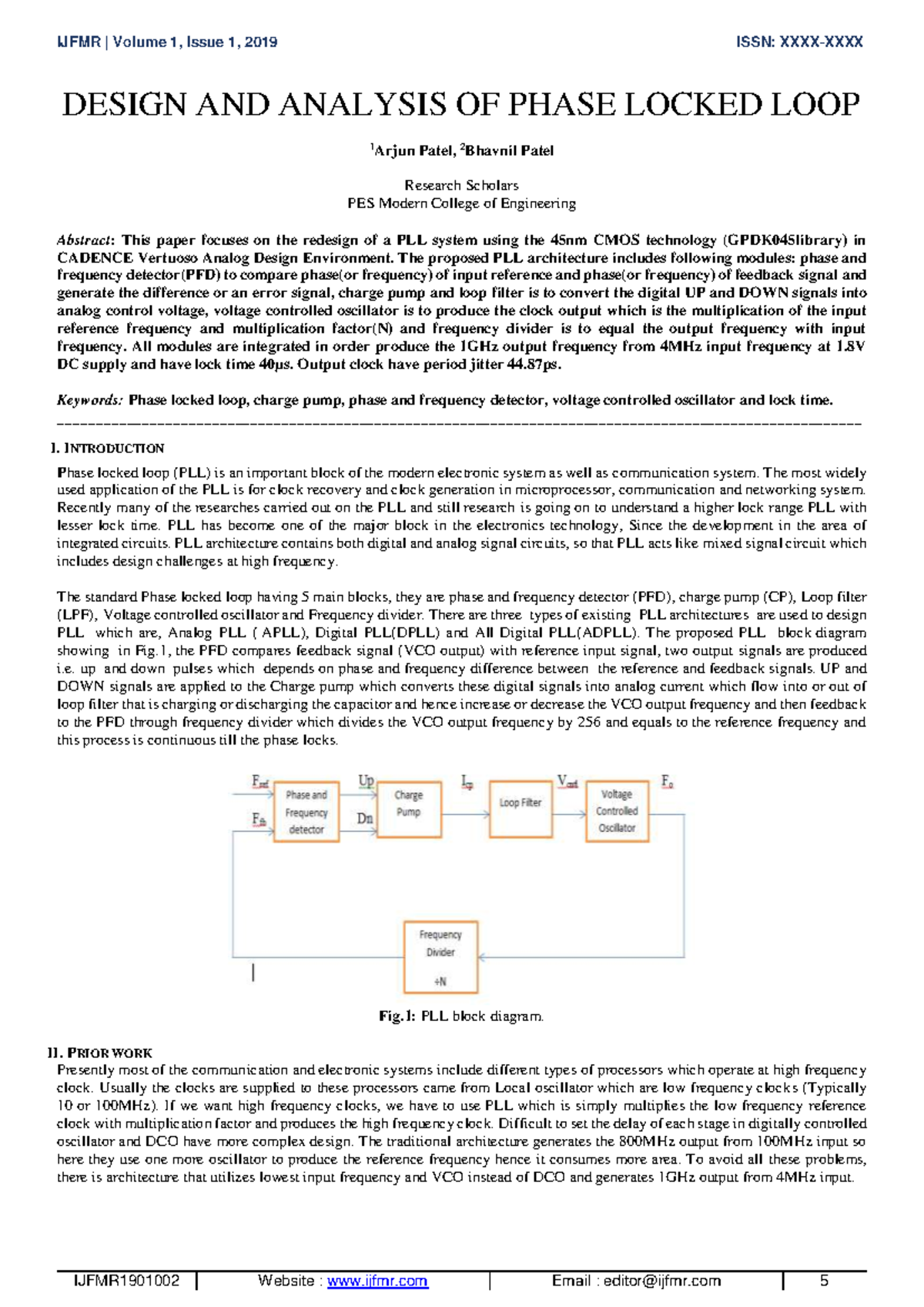 15 - useful - DESIGN AND ANALYSIS OF PHASE LOCKED LOOP 1 Arjun Patel, 2 ...