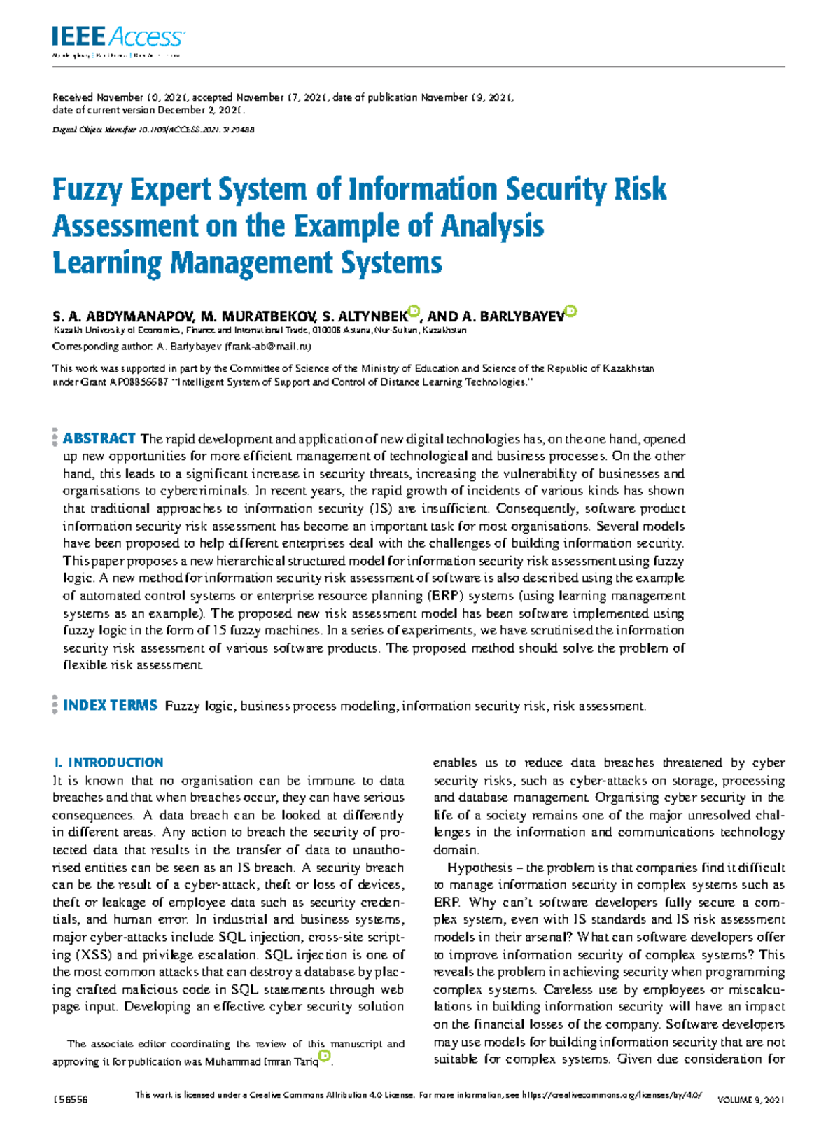 Fuzzy Expert System of Information Security Risk Assessment on the ...