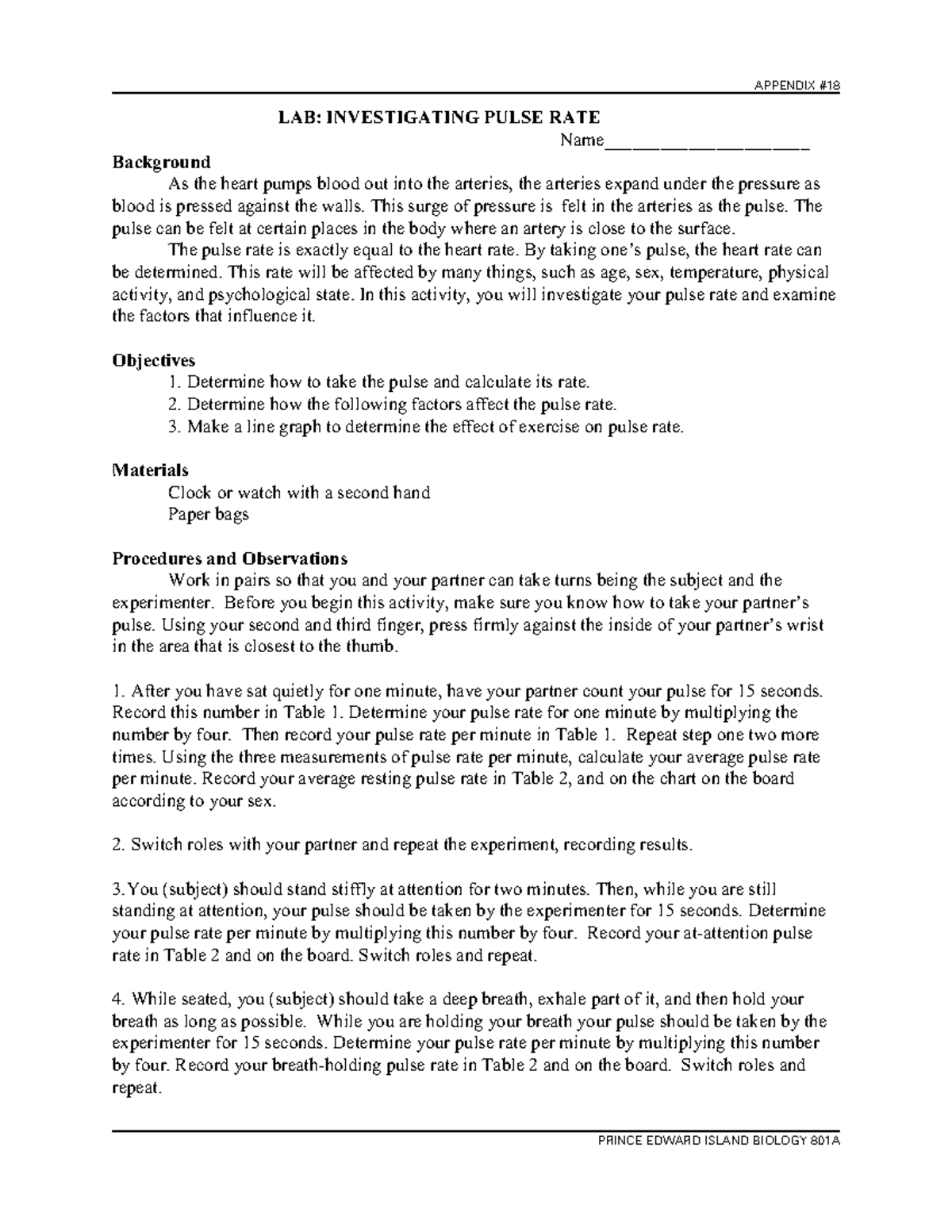 Eelc bio801a63 Summaries APPENDIX PRINCE EDWARD ISLAND BIOLOGY