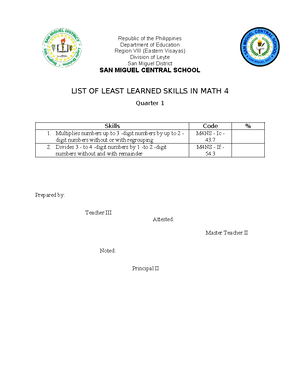 INTERVENTION OF MATH - Worksheet in Mathematics for Grade 2 Lesson 1 2 ...
