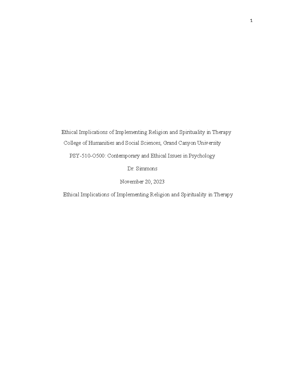 Ethical Implications of Implementing Religion and Spirituality into ...