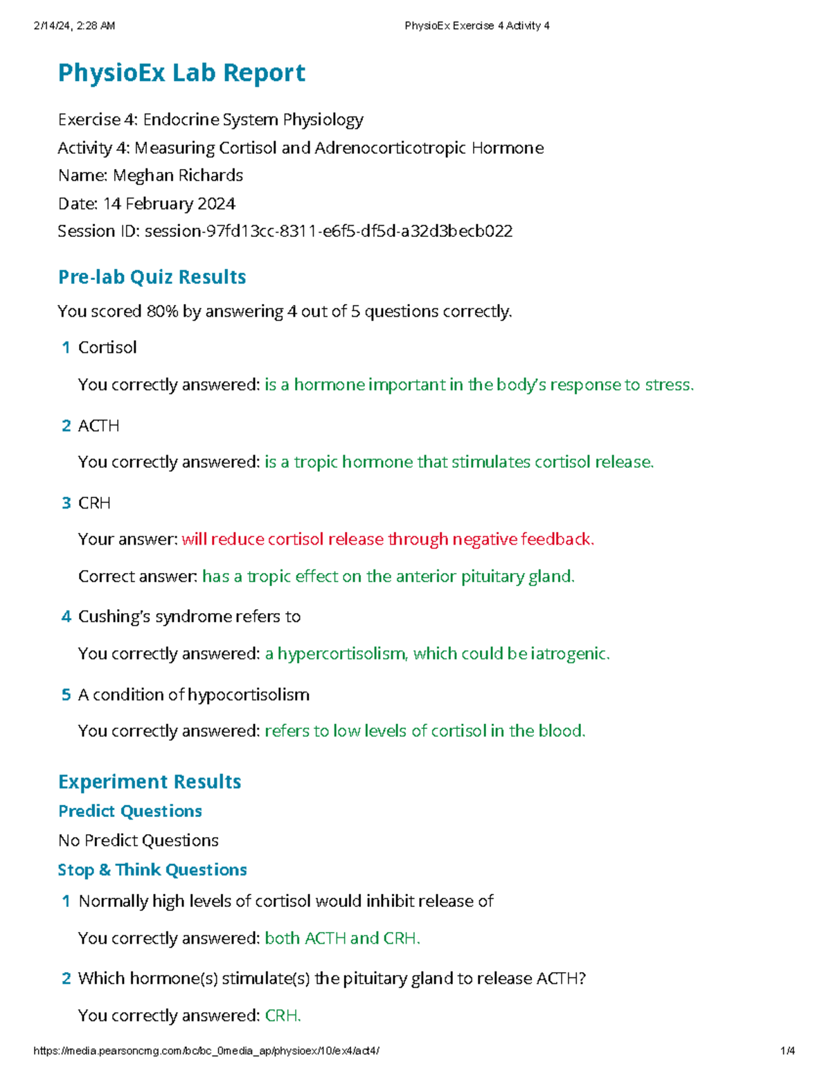 Activity 4 Measuring Cortisol and Adrenocorticotropic Hormone