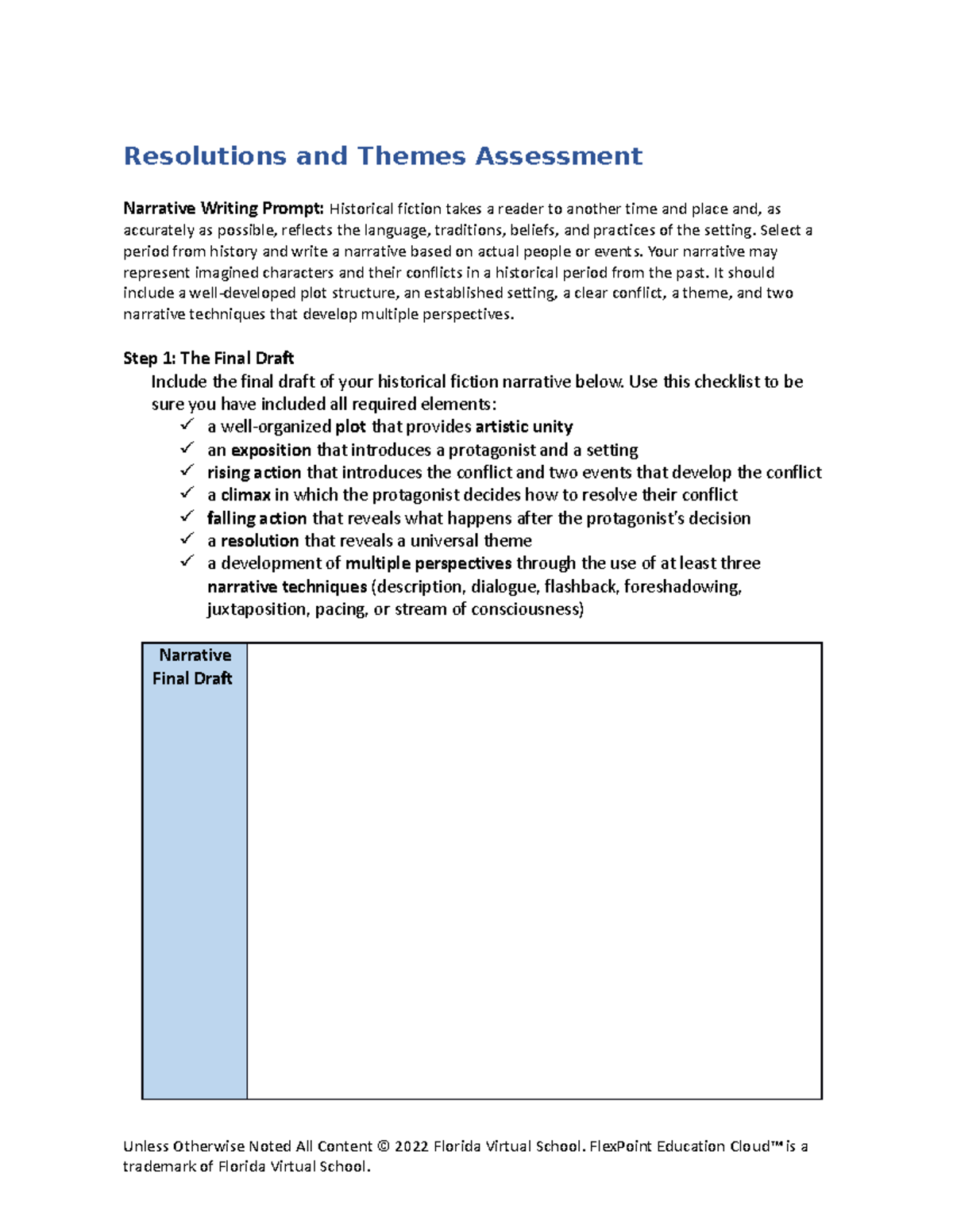 Resolutions and themes assess rubric - Resolutions and Themes ...